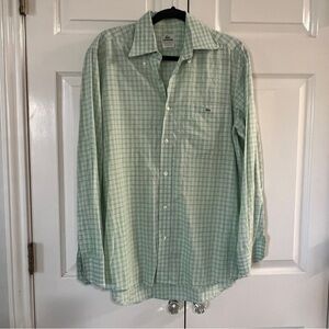 Lacoste Long Sleeves Button Down Shirt light Green plaid Size 40/M